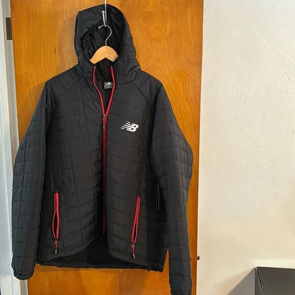 New Balance Puffer Jacket Mens 2X Black Zip Pockets - Picture 1 of 5